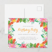 水彩熱帯紅葉サマーバースデーパーティー インビテーションポストカード (正面/裏面)