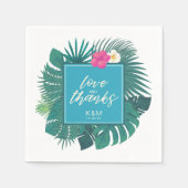 水彩熱帯結婚の感謝していティール(緑がかった色)ID577 スタンダードカクテルナプキン (正面)