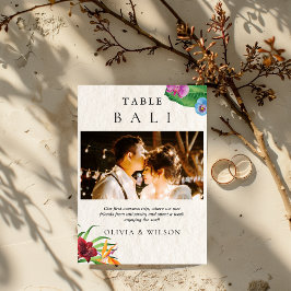 水彩熱帯結婚写真台番号 招待状