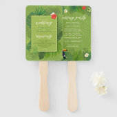 水彩熱帯結婚式パーティーグリーンID577 ハンドファン (正面&裏面)