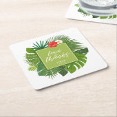 水彩熱帯結婚緑感謝していID577 スクエアペーパーコースター (アングル)