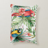 水彩熱帯継ぎ目無し模様（オウム）  アクセントクッション (裏面(縦))