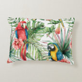 水彩熱帯継ぎ目無し模様（オウム）  アクセントクッション (裏面)