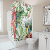 水彩熱帯継ぎ目無し模様(オウム) シャワーカーテン (インサイチュ)