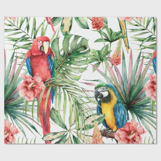 水彩熱帯継ぎ目無し模様(オウム) ラッピングペーパー (フラット)