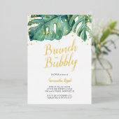 水彩熱帯緑のシャワー 箔招待状 (立ち正面)