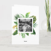 水彩熱帯緑のフレームの写真結婚の色 サンキューカード (裏面)