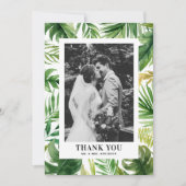 水彩熱帯緑のフレームの写真結婚の色 サンキューカード (正面)