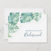 水彩熱帯緑のブライダルパーティカード 招待状 (正面)
