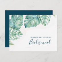 水彩熱帯緑のブライダルパーティカード