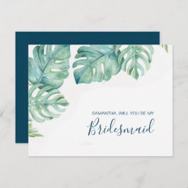 水彩熱帯緑のブライダルパーティカード 招待状