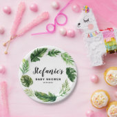 水彩熱帯緑のリースベビーシャワー ペーパープレート (パーティー)