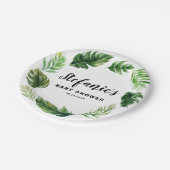 水彩熱帯緑のリースベビーシャワー ペーパープレート (アングル)