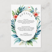 水彩熱帯緑のリース結婚詳細 エンクロージャーカード (正面)