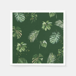 水彩熱帯緑の葉 スタンダードカクテルナプキン