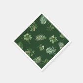 水彩熱帯緑の葉 スタンダードカクテルナプキン (角)