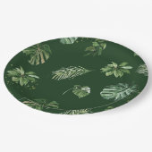 水彩熱帯緑の葉 ペーパープレート (アングル)
