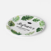 水彩熱帯緑リース卒業 ペーパープレート (アングル)