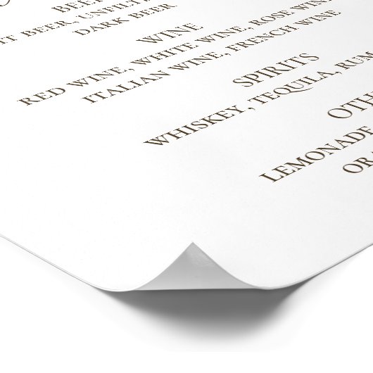 水彩熱帯緑結婚草の飲料バー ポスター (角)