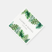 水彩熱帯緑離れ色白結婚色 スタンダードカクテルナプキン (角)