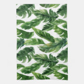 水彩熱帯緑離れ草の模様 キッチンタオル (縦)
