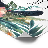 水彩熱帯花とジャガーウェルカム ポスター (角)