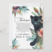 水彩熱帯花とジャガー サンキューカード (正面)