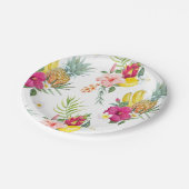 水彩熱帯花と果実の模様 ペーパープレート (アングル)