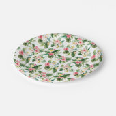 水彩熱帯花と緑のパターン ペーパープレート (アングル)