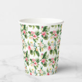 水彩熱帯花と緑のパターン 紙コップ (右)