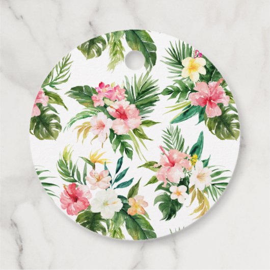 水彩熱帯花と緑の卒業 フェイバータグ (裏面)