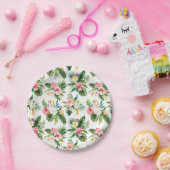 水彩熱帯花と緑の夏 ペーパープレート (パーティー)