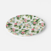 水彩熱帯花と緑の夏 ペーパープレート (アングル)