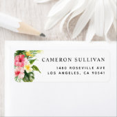 水彩熱帯花と緑の夏 ラベル (インサイチュ)