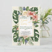 水彩熱帯花と緑結婚のI 招待状 (スタンド正面)