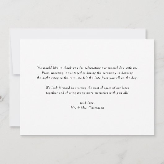 水彩熱帯花ガーランドサマー結婚ズ サンキューカード (裏面)