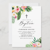 水彩熱帯花サマーバプテスマ 招待状 (正面)