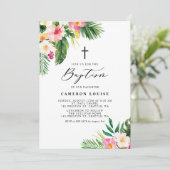 水彩熱帯花サマーバプテスマ 招待状 (スタンド正面)