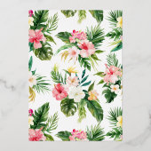 水彩熱帯花サマーバプテスマ 箔招待状 (裏面)