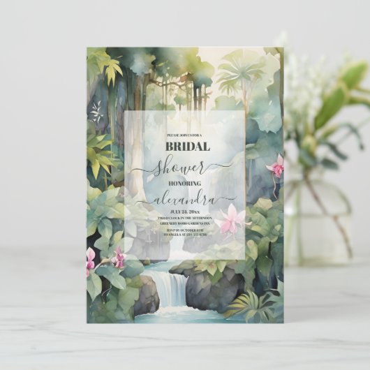 水彩熱帯花サマーブライダルシャワー 招待状 (スタンド正面)