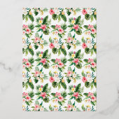 水彩熱帯花サマーブライダルシャワー 箔招待状 (裏面)