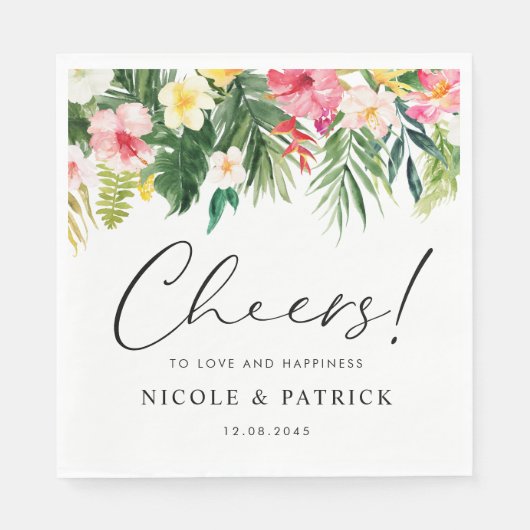 水彩熱帯花サマー結婚ズ スタンダードランチョンナプキン (正面)