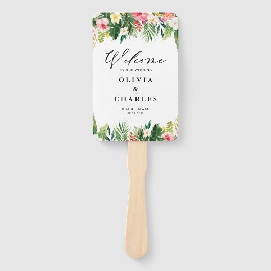 水彩熱帯花サマー結婚ズ ハンドファン (正面)