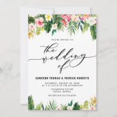 水彩熱帯花サマー結婚ズ 招待状 (正面)