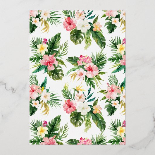 水彩熱帯花サマー結婚ズ 箔招待状 (裏面)