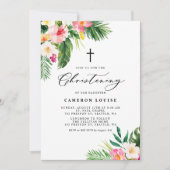 水彩熱帯花サマー《キリスト教》洗礼式や命名式 招待状 (正面)