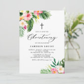 水彩熱帯花サマー《キリスト教》洗礼式や命名式 招待状 (スタンド正面)