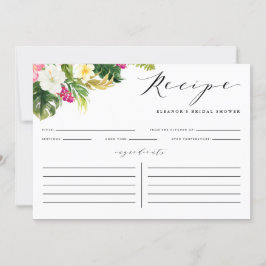 水彩熱帯花シャワーレシピカード