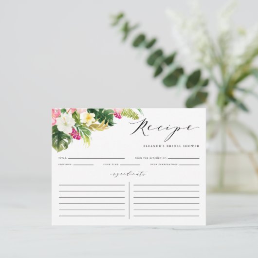 水彩熱帯花シャワーレシピカード ポストカード (スタンド正面)