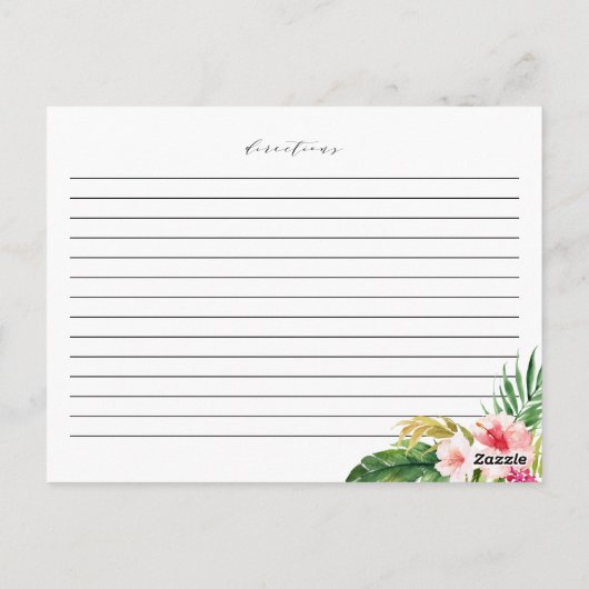 水彩熱帯花シャワーレシピカード ポストカード (裏面)